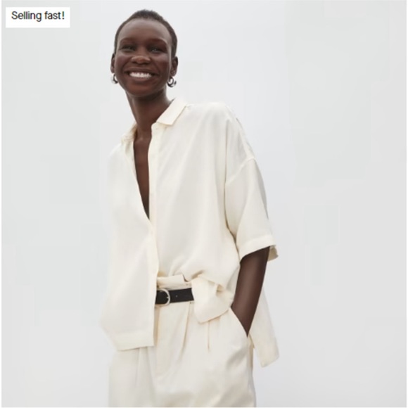 Everlane The Drapey Square Shirt Bone White Boxy Tencel Oversize XS - Picture 1 of 14